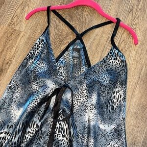 Dots Blue and Black Animal Print Maxi Dress